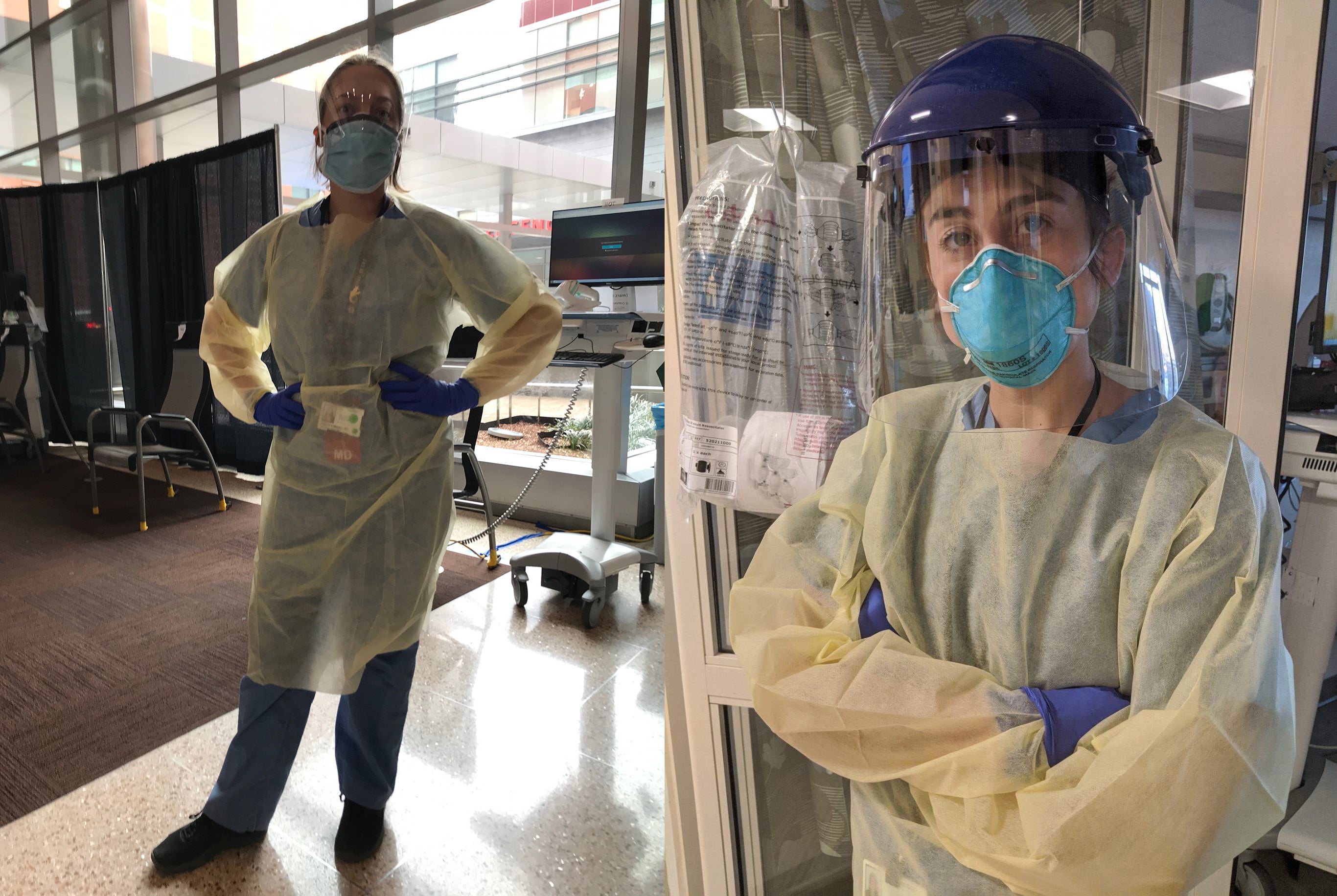 Physicians at Boston Medical Center wear full PPE when caring for COVID-19 patients.