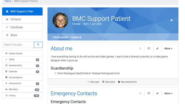 ACT BMC patient support account