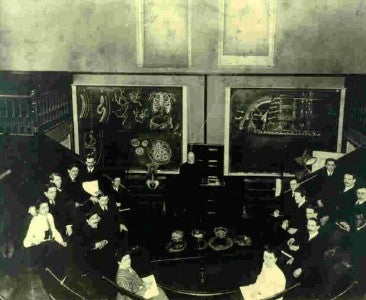 An anatomy lecture at Boston University School of Medicine in the late 1800s.