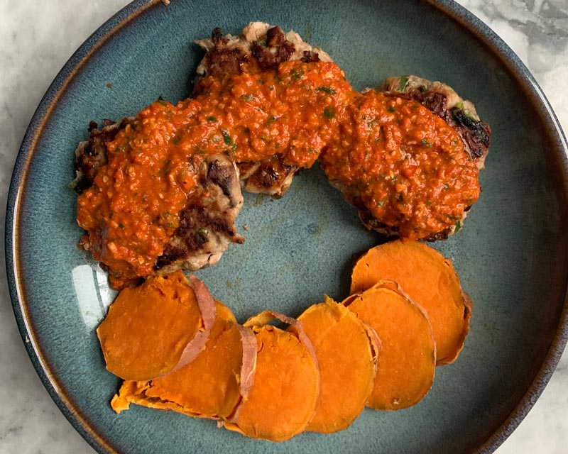 Turkey Mushroom Burgers With Sweet Potatoes 