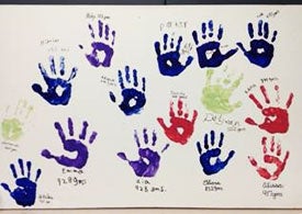ELGAN Study Patient handprints - to be framed and hung in the new NICU.
