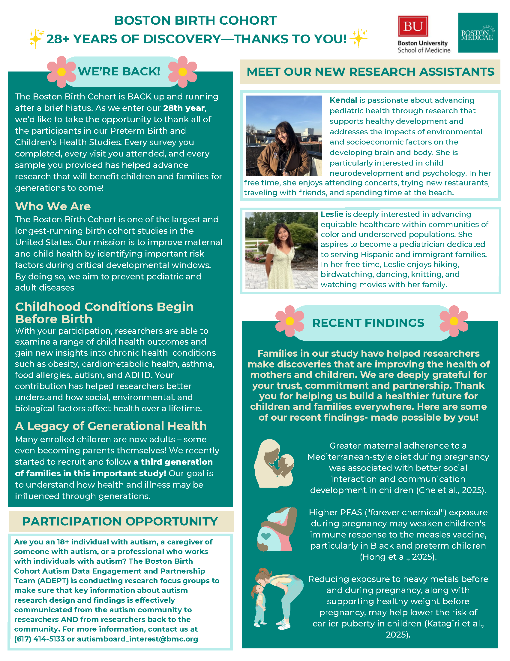Thumbnail: BMC Pediatric Research: Boston Birth Cohort Patient Newsletter, Summer 2026 (PDF)