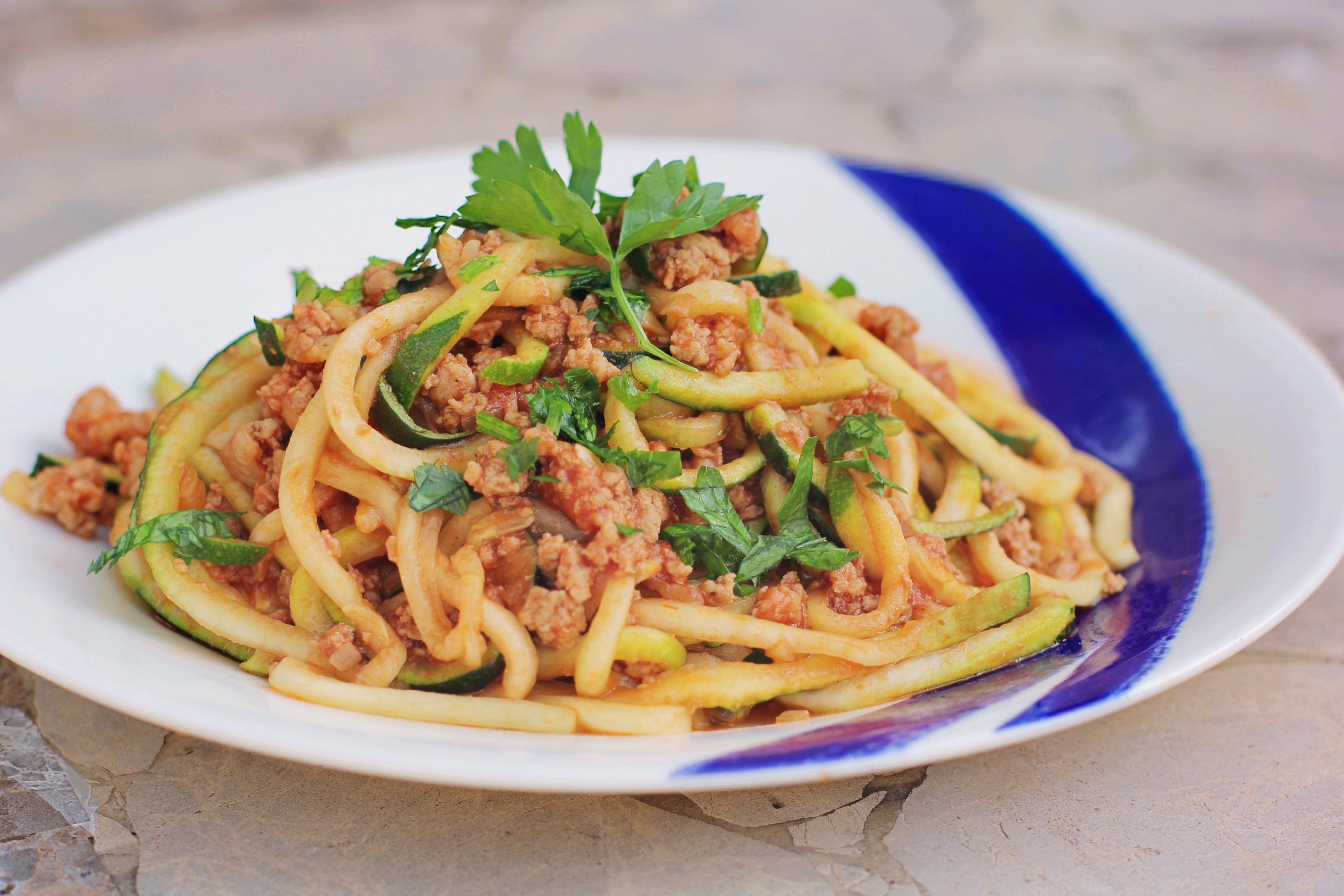 Veggie Pasta with Meat Sauce