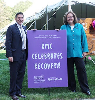 Michael Botticelli, Michael Botticelli, Executive Director of the Grayken Center at Boston Medical Center and Kate Walsh, president and CEO of the Boston Medical Center (BMC).