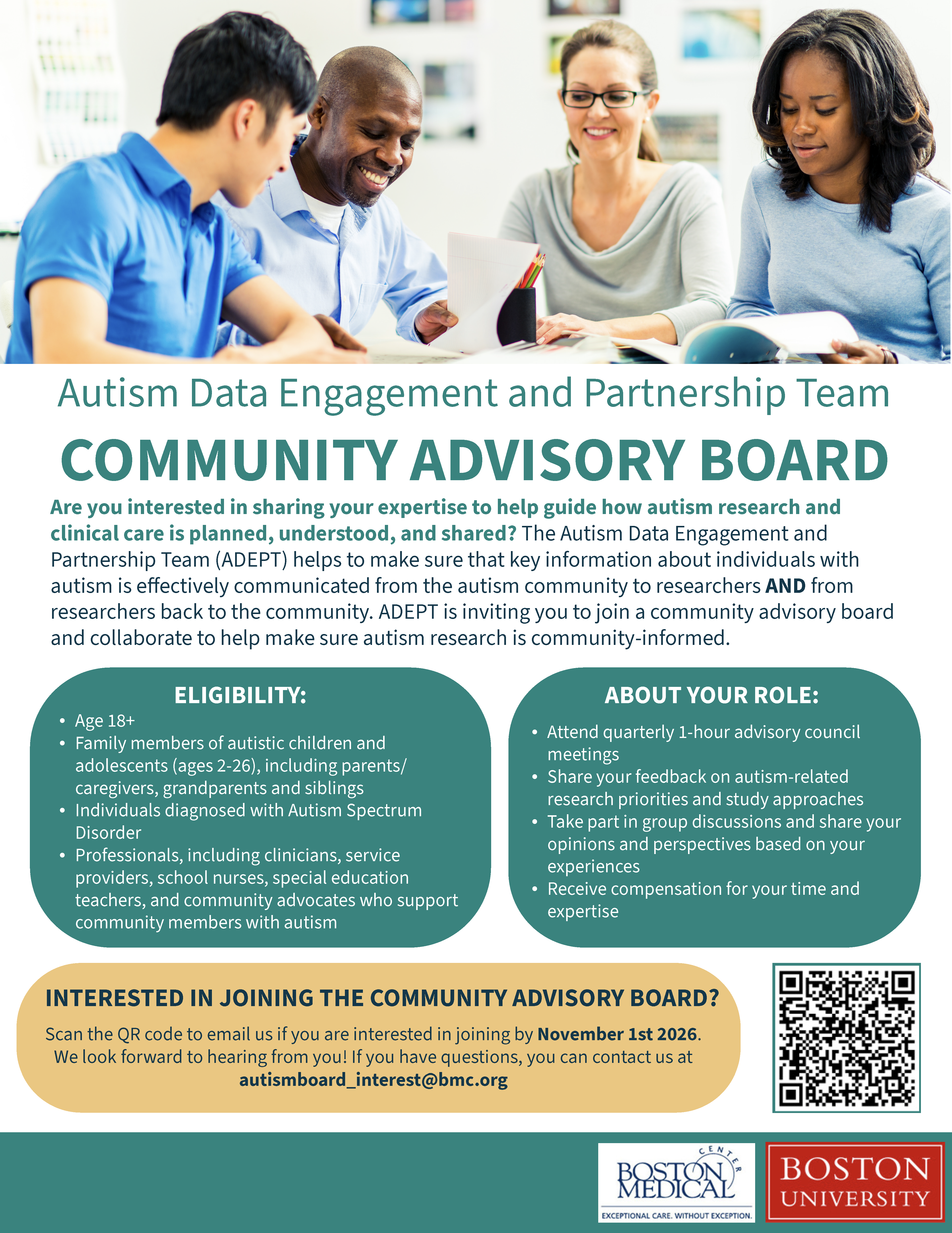 BMC Developmental & Behavioral Pediatrics: ADEPT Research Study: Community Advisory Board Recruitment Flyer, October 2026