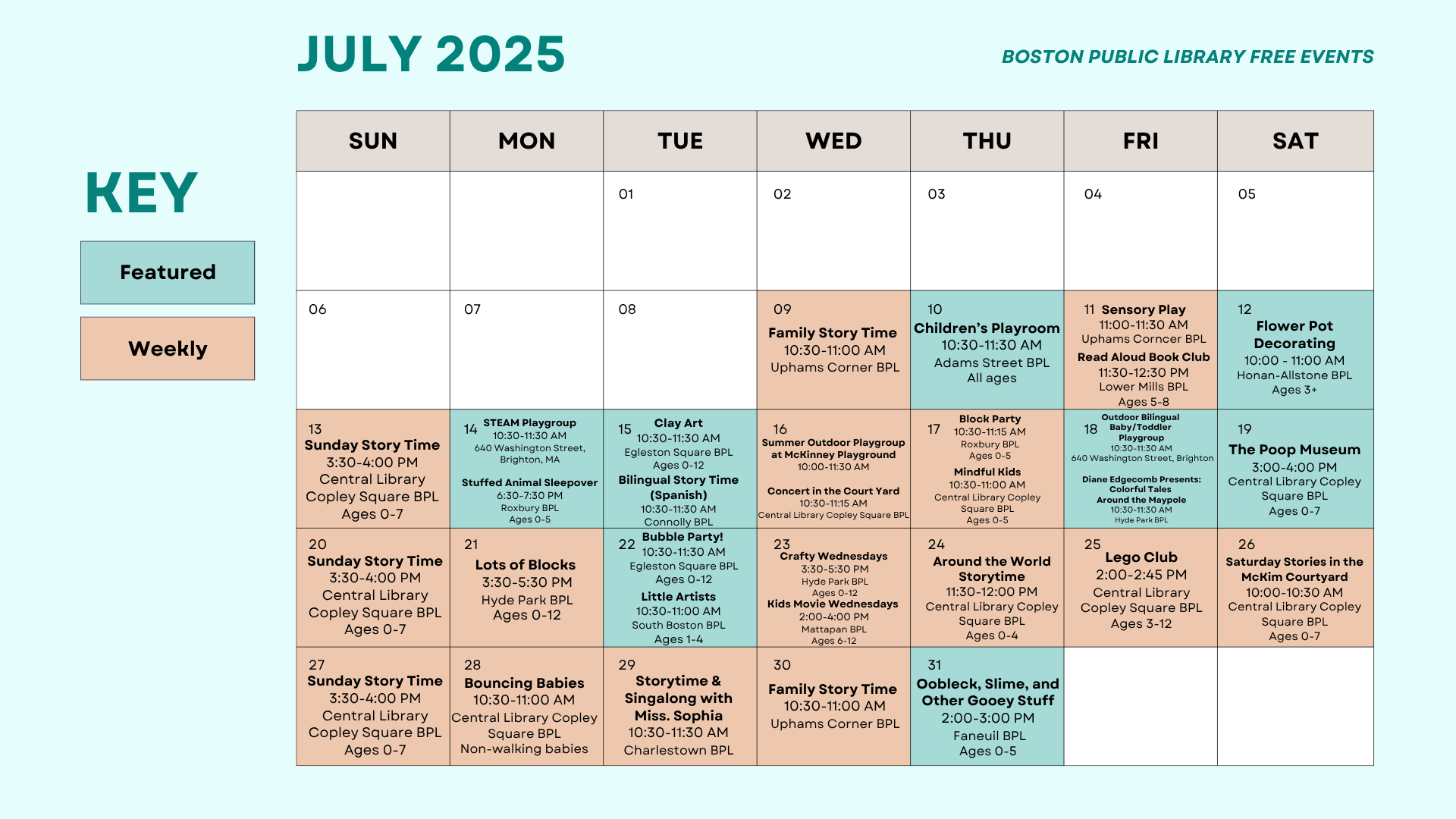 July Boston Public Library Events