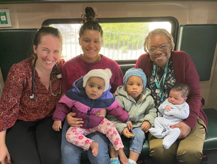 three children and family