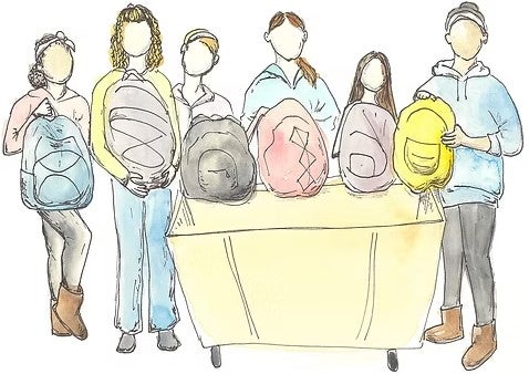 illustration of children with backpacks