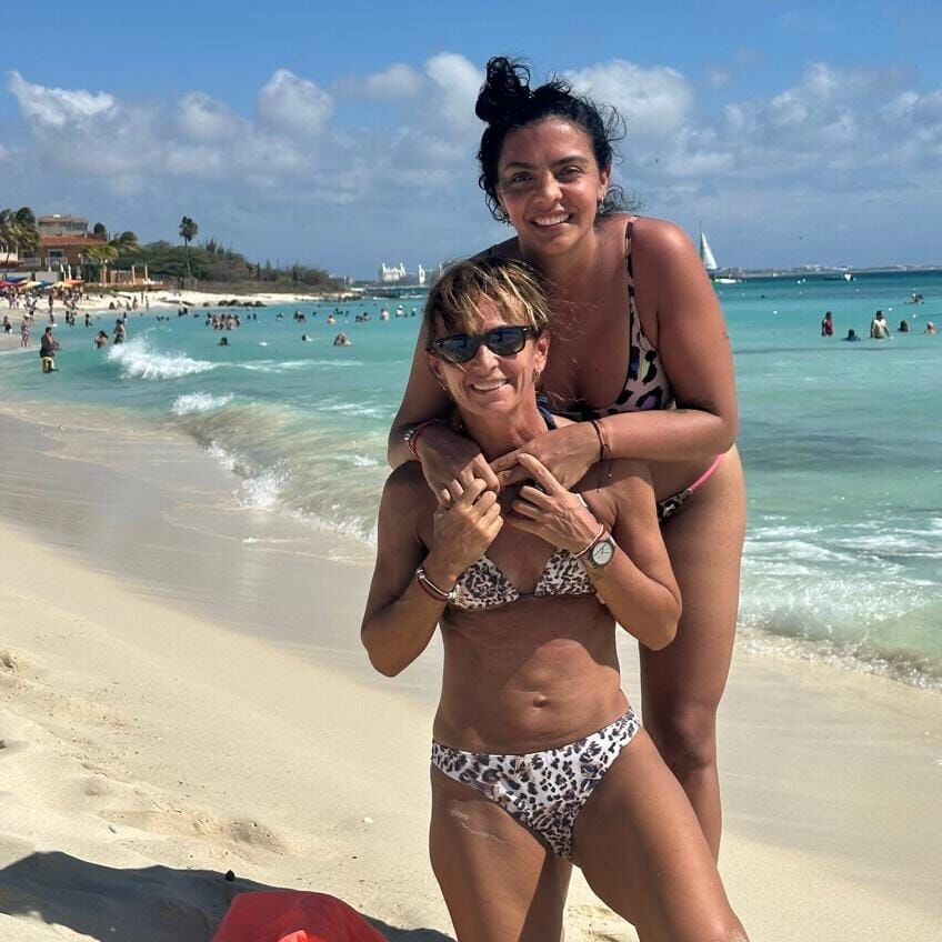 BMC rheumatology patient Sandra and her partner Gisela at the beach